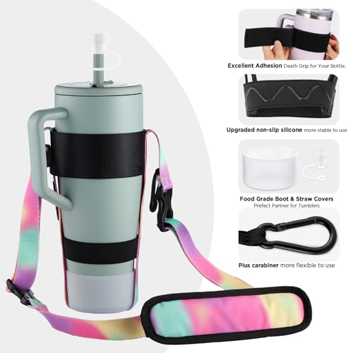 Water Bottle Holder Strap Sling - Rainbow for 30/40oz Stanley Tumbler