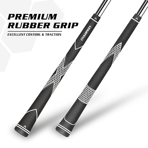 Premium Rubber Golf Grips 13 Pack - Midsize White/Black with Tapes