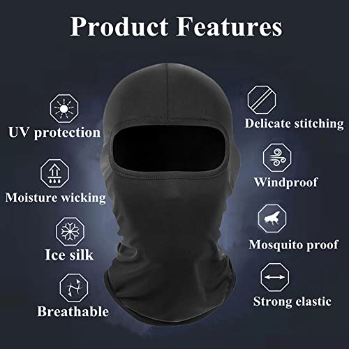 Balaclava Ski Mask - Multi-Use Full Face Neck Cover - White+Black