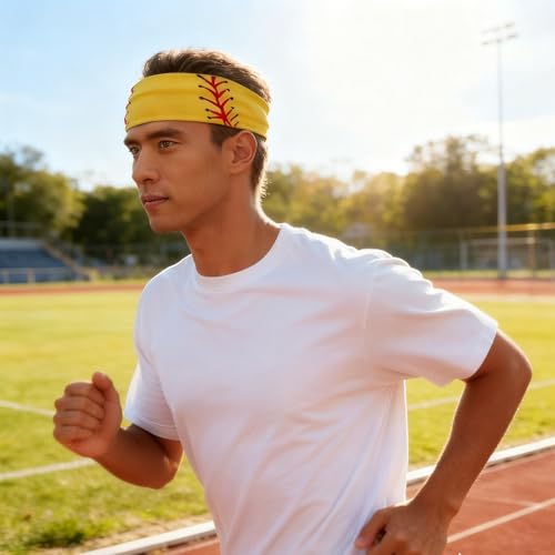 Yellow Softball Headband - Breathable Elastic Sports Hairband