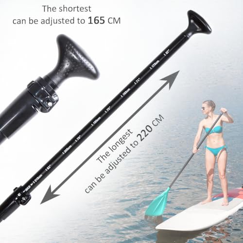 Adjustable Aluminum SUP Paddle - 3-Piece Turquoise Paddle for Water Sports