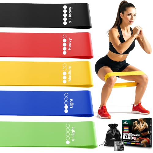 Loop Resistance Bands Set of 5 - Natural Latex Exercise Bands for Training