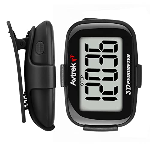 Pocket Pedometer with LED Backlight - Black Clip On Step Counter