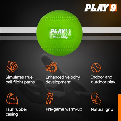 SHOP PLAY 9 Set of 5 Plyoball Weighted Balls for Baseball Training – Heavy Mini Throwing & Pitching Practice