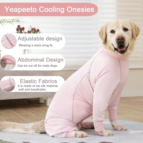 Dog Cooling Suit with UPF 50+ Sun Protection, Quick-Dry Jumpsuit for Large & Medium Dogs (Blush Pink, 5X-Large)