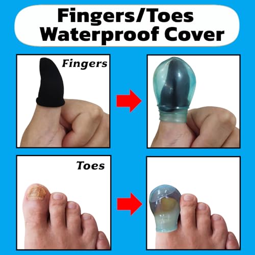 Waterproof Finger and Toe Covers - 4-Piece Set in Blue