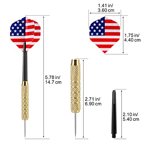 12-Piece Professional Steel Tip Darts Set - 18g Metal Darts with Extra Shafts & Flights