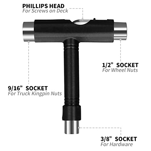 All-in-One Skateboard Tool with T-Type Allen Key and Phillips Wrench