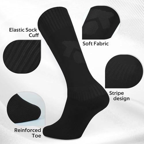 Cooraby Youth Baseball Socks and Belt Set for Boys & Girls - Black, 8-12 Years