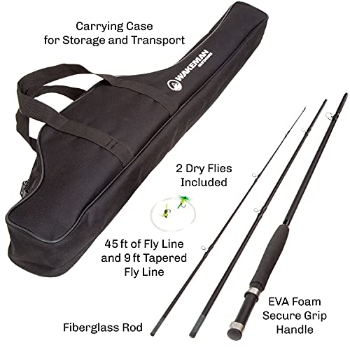 Wakeman Outdoors Fly Fishing Rod & Reel Combo Starter Kit with Case