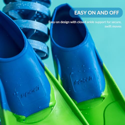 Sporti Unisex Long Floating Swim Fins for Pool & Lap Swimming - Navy Blue, M 8-9 / W 9-10