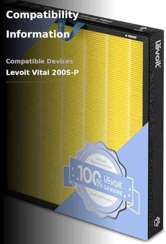 LEVOIT Genuine Vital 200S-P Air Purifier Pet Allergy Replacement Filter, Supports HEPA Sleep Mode, High-Efficiency Activated Carbon for Removal of Allergens, Pollen, Vital 200S-RF-PA, 1 Pack, Yellow
