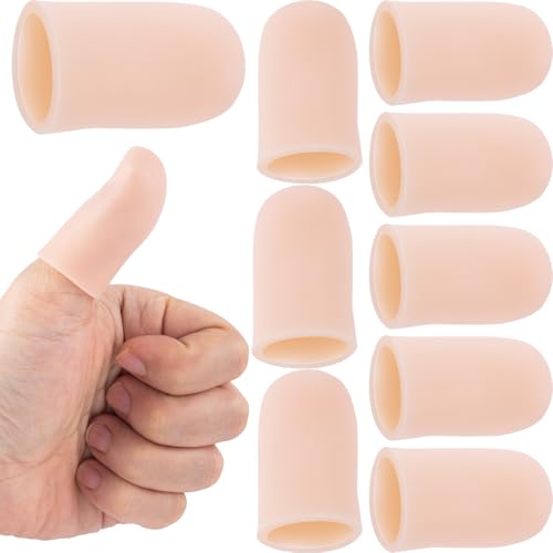 10PCS Silicone Finger Protectors - Gel Thumb Guard for Arthritis Relief - Beige
