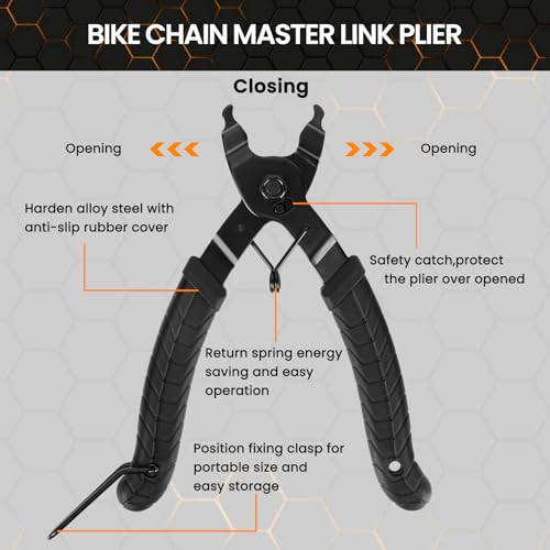 Bike Chain Repair Tool Set - Black | Chain Break Tool, Link Pliers & Checker