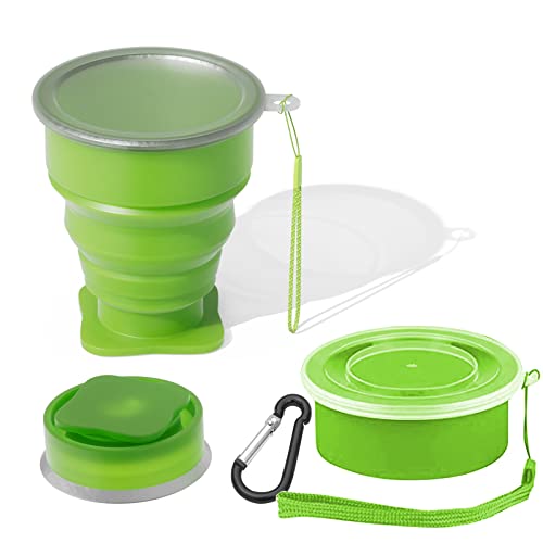 Collapsible Silicone Travel Cup - 200ml Portable Folding Mug - Green