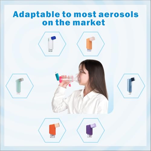 Pink Kids & Adults Inhaler Spacer with Soft Fit Mask Portable Lightweight