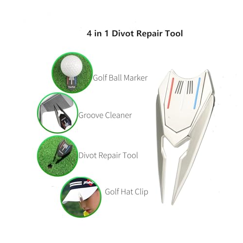Golf Divot Repair Tool with Magnetic Ball Marker & Hat Clip