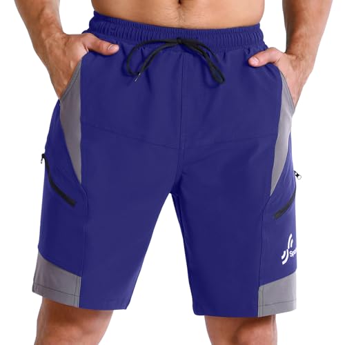 Sportneer Men's Cycling Shorts with 3D Padding Lightweight UPF 50+ Zipper Pockets