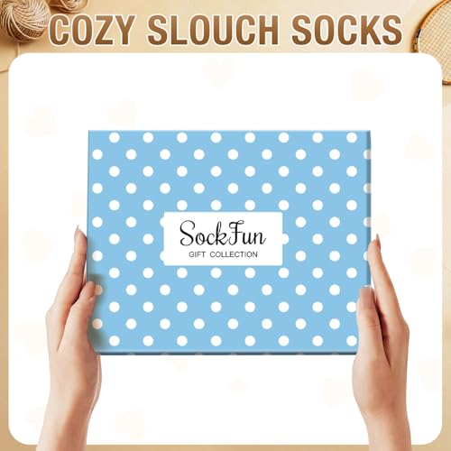 Long Slouch Socks for Women - Light Blue, Green & Purple