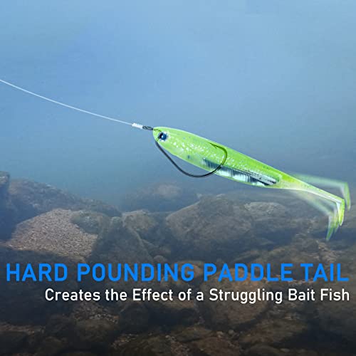 Paddle Tail Swimbaits - Soft Fishing Lures for Bass - Chartreuse, 3.06" 6 Pack