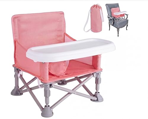 Portable Baby Booster Seat & Beach Chair Pink (6M-3Y) — 3 Modes Travel High Chair