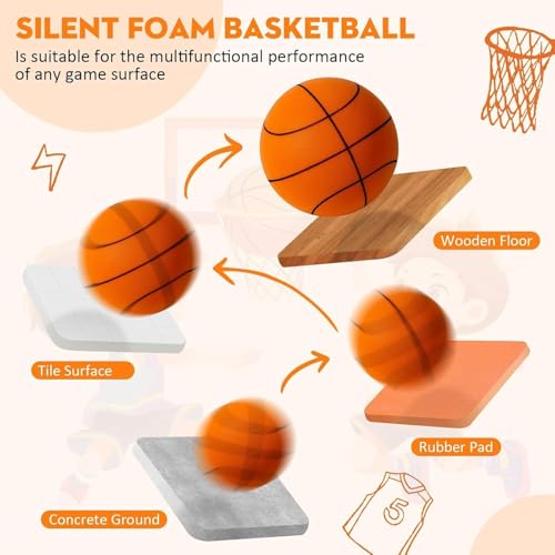 Silent Foam Basketball Size 7 Indoor Dribbling Ball for Quiet Training