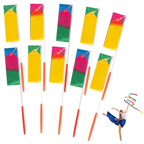 10PCS Dance Ribbons Set - Gymnastics Wand for Artistic Dance, Small