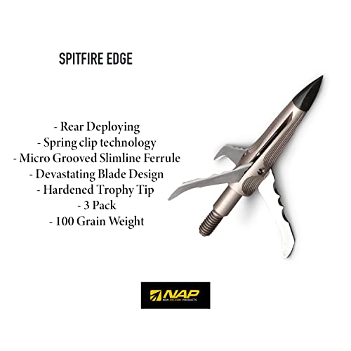 New Archery Spitfire Edge 100 Grain 1.75" Cutting Diameter 3-Blade Broadhead - 3 Pack