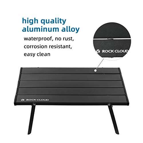 ROCK CLOUD Small Black Aluminum Folding Beach Table Portable Camping Table Ultralight
