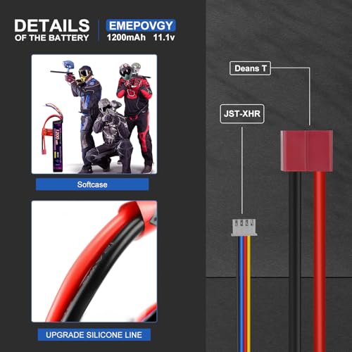 11.1V 1200mAh 3S LiPo Battery Pack for Airsoft Guns - T Plug