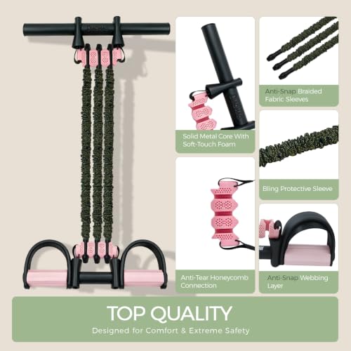 Adjustable Pedal Resistance Bands with Handle - Pink