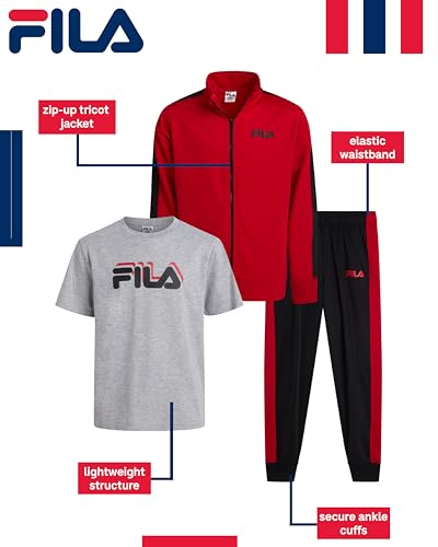 Fila Boys 3-Piece Tracksuit Set Size 10-12 Racing Red Athletic Kids Outfit