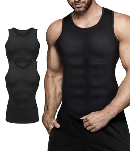 Eleady Men's Slimming Compression Shirt Vest Large Black Workout Tank Top