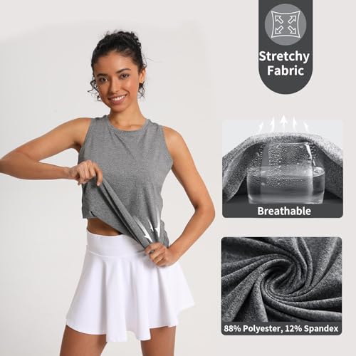 Women's Racerback Athletic Tank Top - Loose Fit Yoga Gym Shirt - Grey X-Small