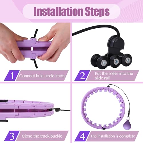 Weighted Workout Hoop for Adults - Smart Exercise Ring - 34 Links Purple