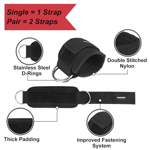 VBNING Black Ankle Straps for Cable Machines & Gym Handles Replacement Fitness Equipment