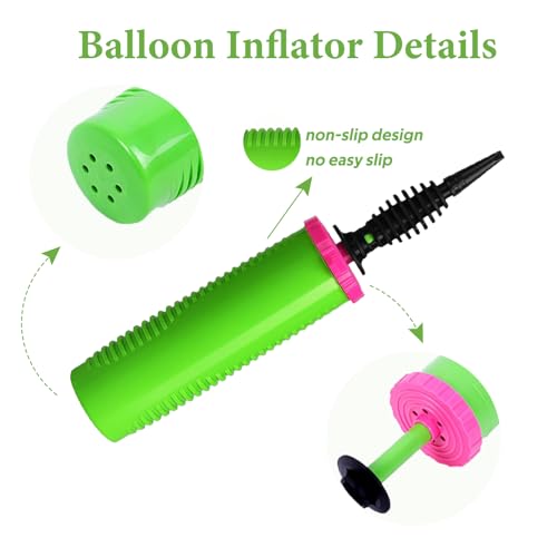 Green Double-Action Hand Balloon Pump - High Efficiency Inflator for Balloons & Pool Floats, 1PC