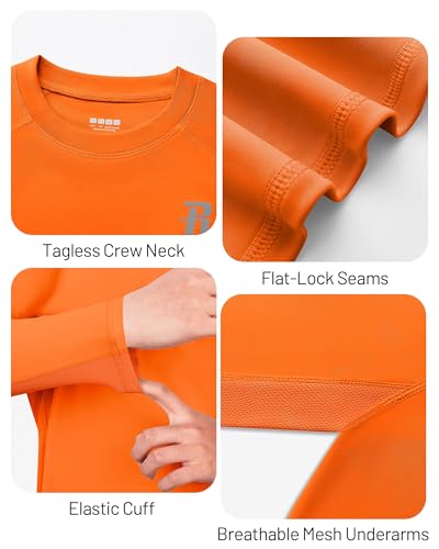 Boys Swim Shirt UPF 50+ Long Sleeve Rash Guard - Medium Orange