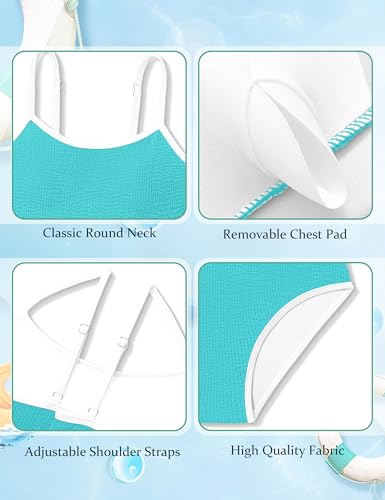Girls Two-Piece Scoop Neck Bikini Set - Mint Green, 13-14 Years