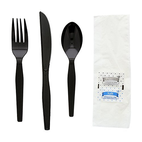 AmerCare 6-Piece Disposable Meal Kit with Napkins, Salt & Pepper Packets, Fork, Knife, Teaspoon