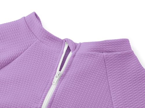 Long Sleeve Girls One Piece Rash Guard Swimsuit - Purple & Orange, Size 6X-16