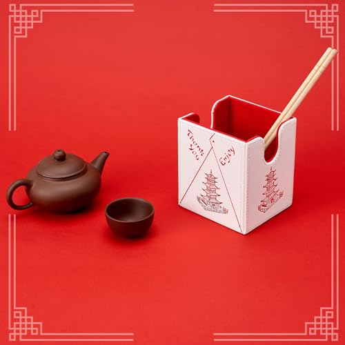 Venssu Chinese Takeout MTG Commander Deck Box - Fits TCG Cards, White & Bright Red