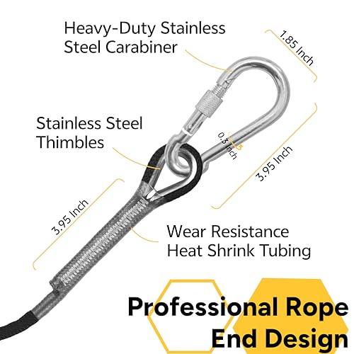 WiseRoot 8mm Static Climbing Rope 32ft Black CE/ASTM Certified Outdoor Rope