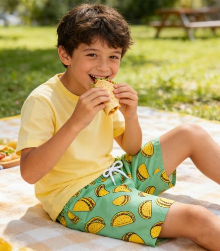 Kids Boys Swim Trunks with Mesh Liner 4-12T Taco Green 10-12 Years