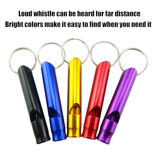 5-Pack Aluminum Whistles for Hiking, Camping & Boating