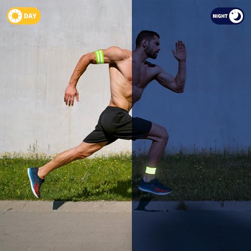 4-Pack Reflective Running Gear Straps - Adjustable High Visibility Bands