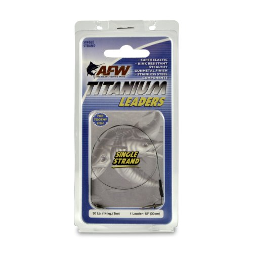 AFW Titanium Fishing Wire Leader 12 Inch 30lb Test Black - Single Strand