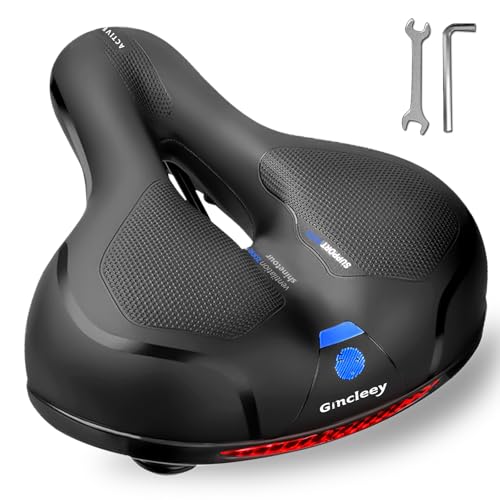 Comfort Bike Seat - Wide Memory Foam Cushion with Shock Absorption - A-blue