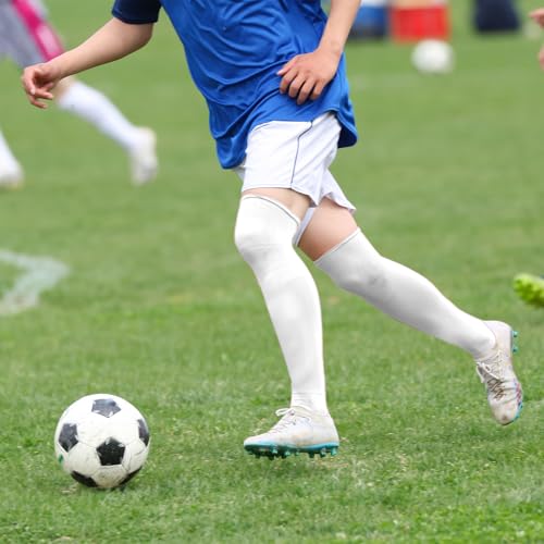 Over the Knee Baseball Socks - Extra Long Soccer Socks - White, X-Large