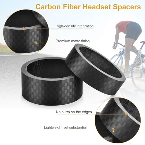 11PCS Carbon Fiber Headset Spacers for 1-1/8 Inch Stems - Matte Finish